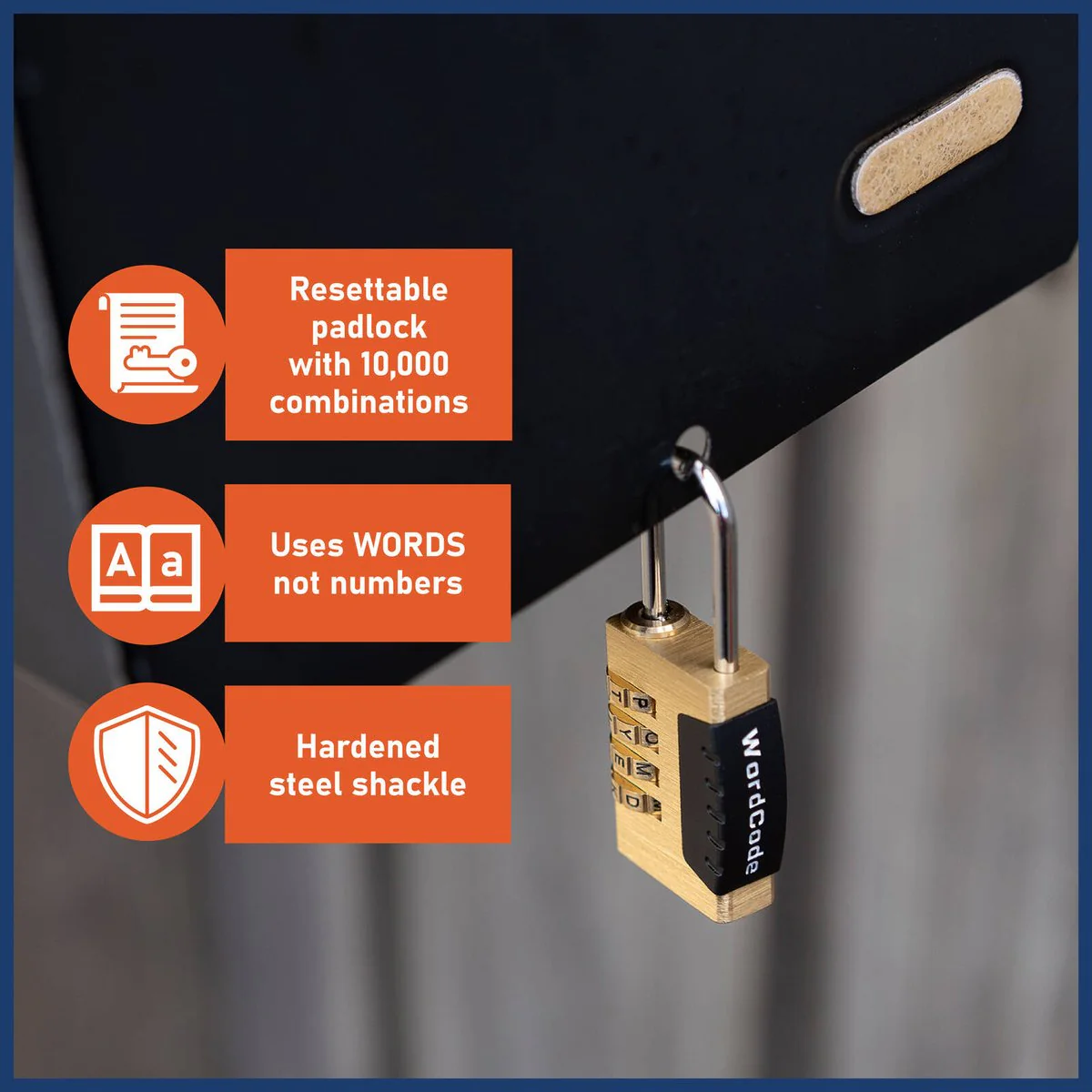 Wordcode 24mm Brass 4 Dial Resettable Padlock - Durable - Secure Locking Solution - Image 3
