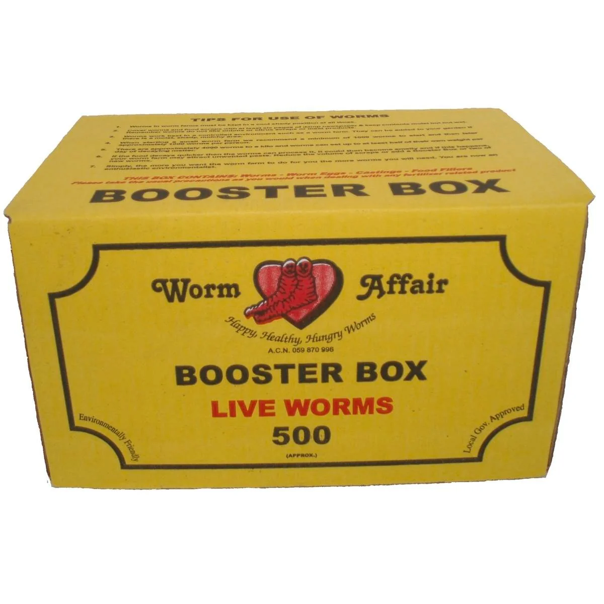 Worm Affair Live Organic Worm Booster Box 500 Worms Nutrient Rich
