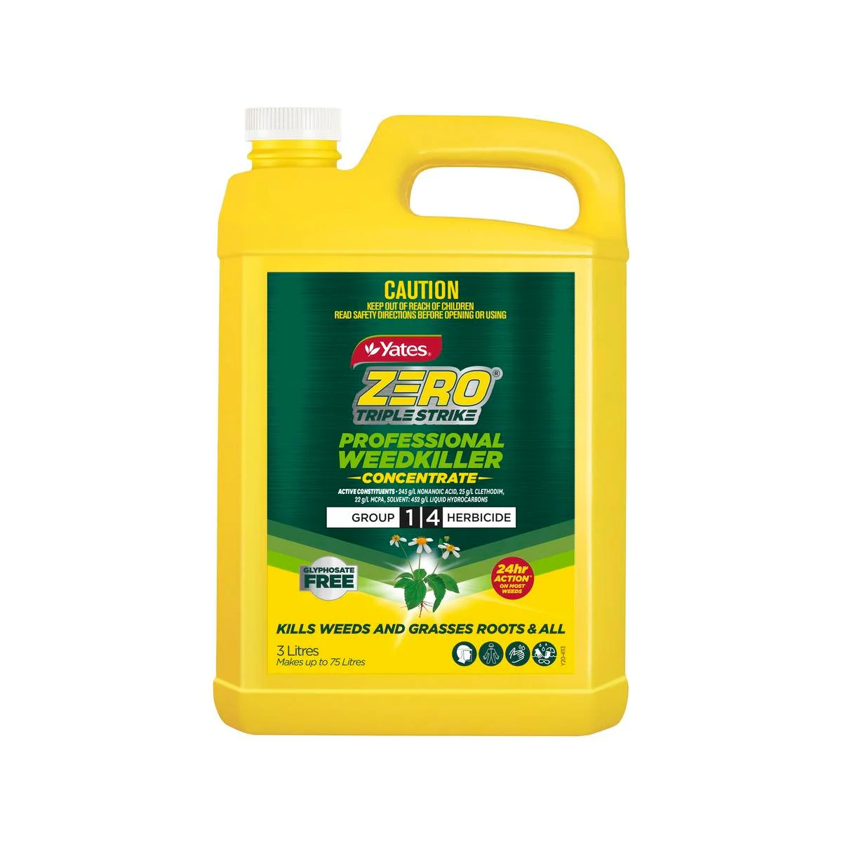 Yates 3L Zero Triple Strike Professional Weedkiller Concentrate - Glyphosate-Free, Fast-Acting, Systemic Solution