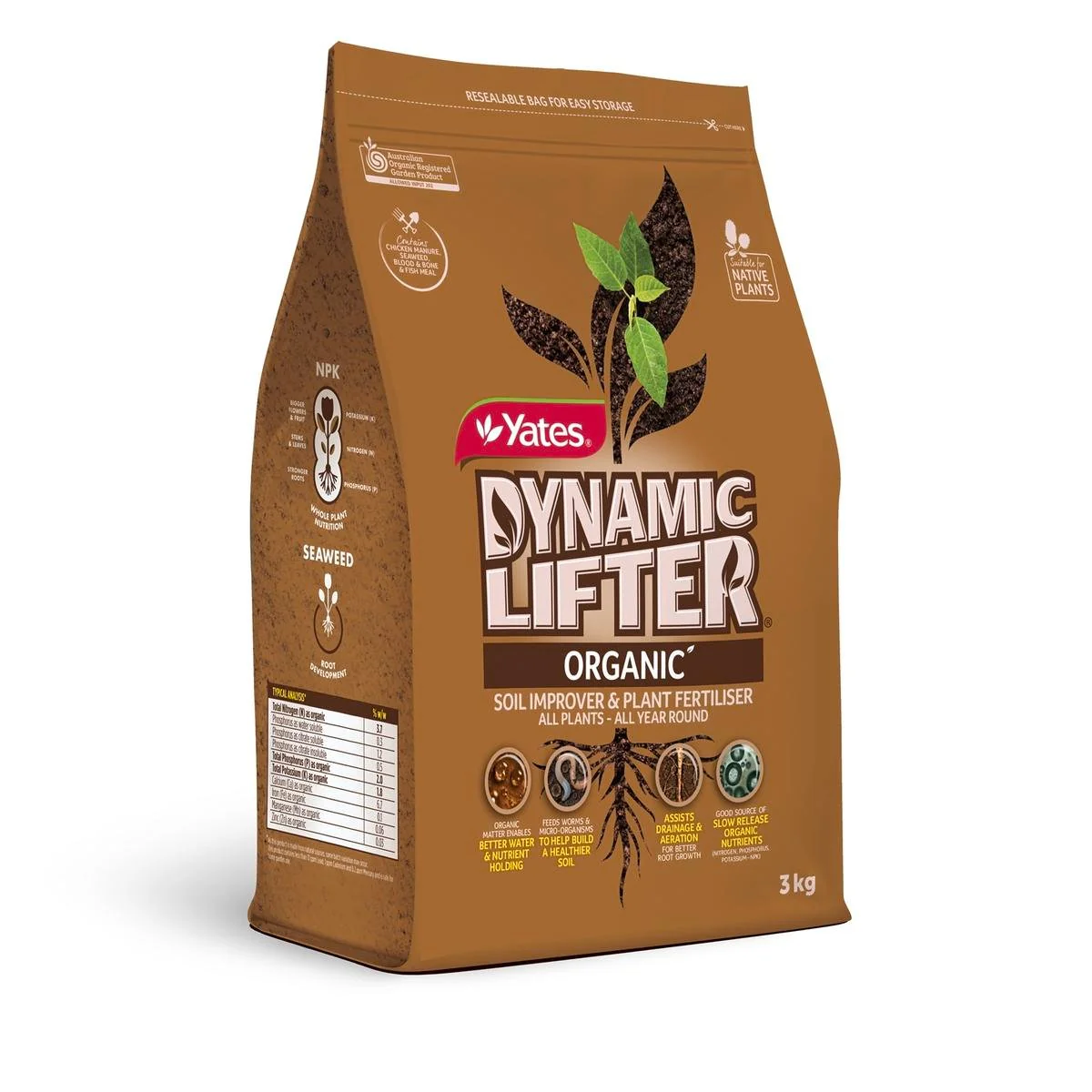 Yates Dynamic Lifter - 3kg - Organic Pellets - All Plants