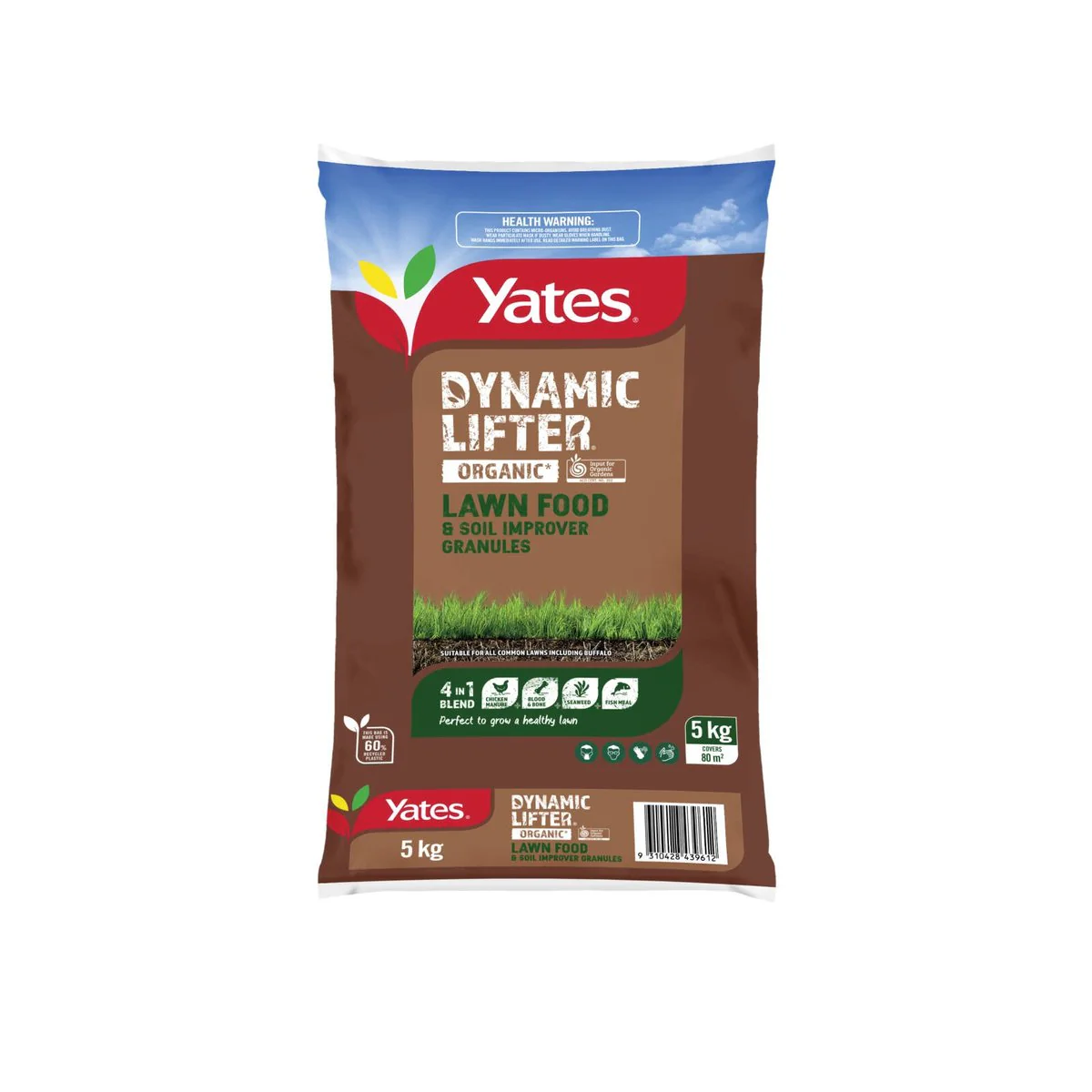 Yates Dynamic Lifter Lawn Food 5kg Organic Fertiliser Soil Health