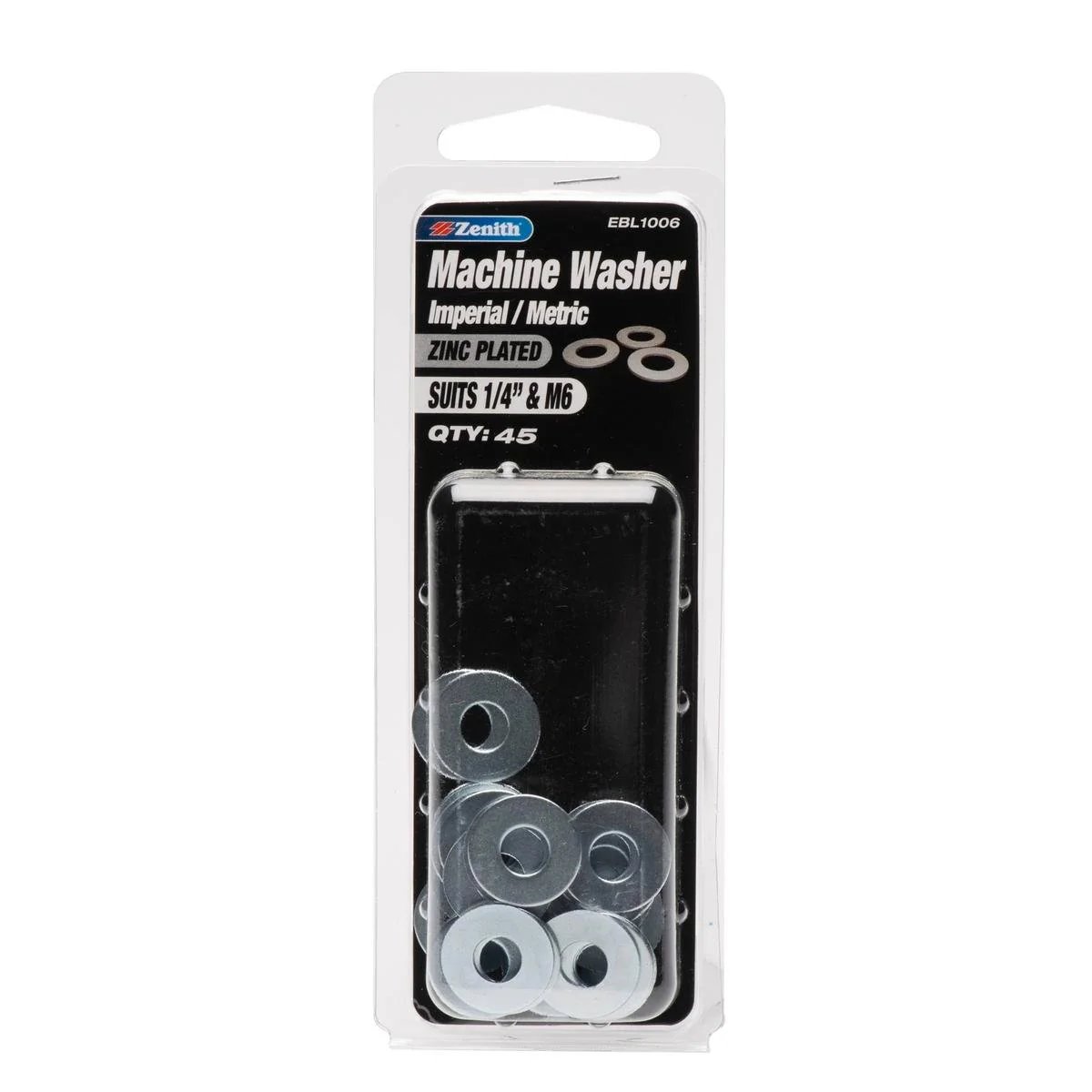 Zenith 1/4" M6 Zinc Plated Machine Washer - 46 Pack