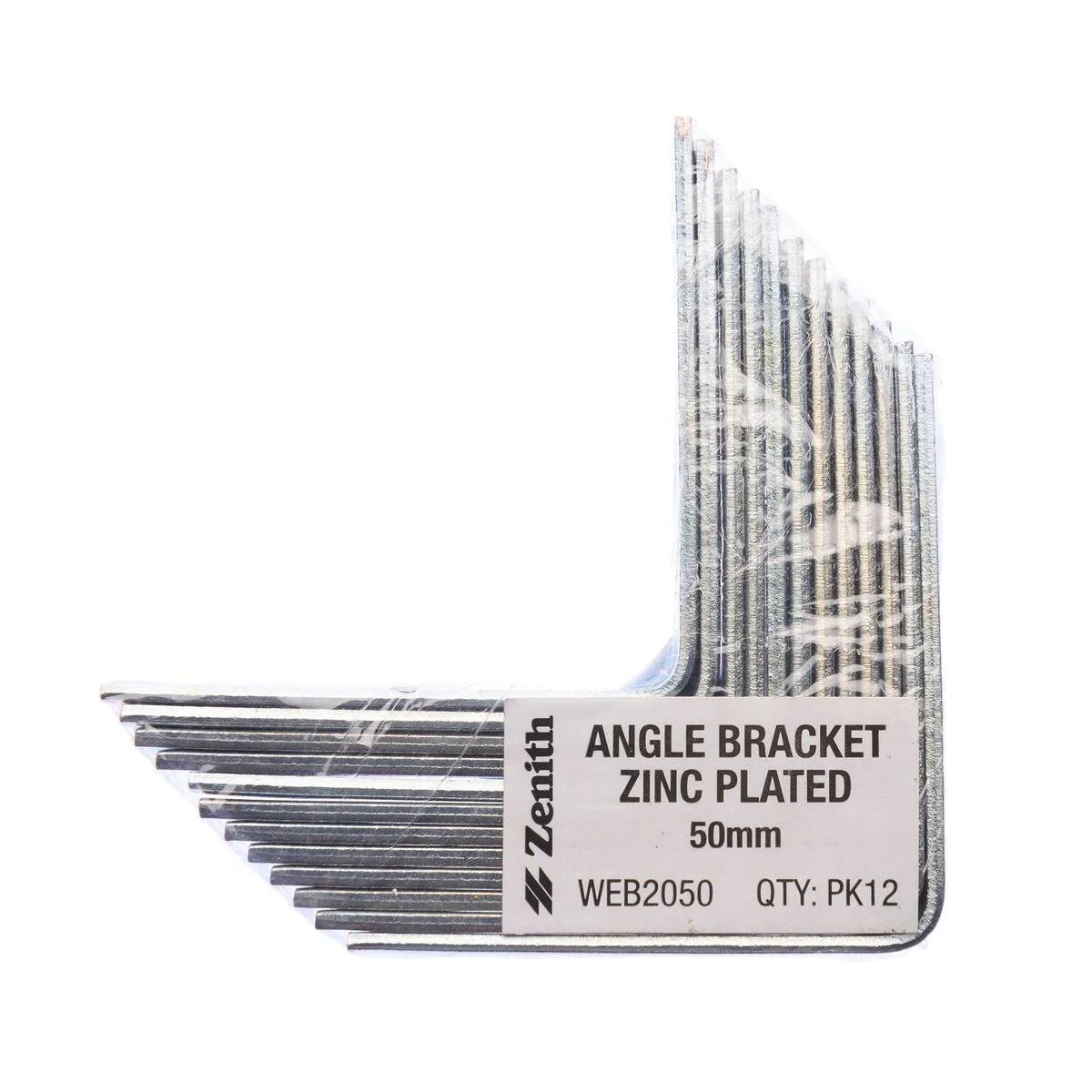 Zenith Angle Bracket - 50mm - Zinc Plated - Corrosion Resistant - 12 Pack