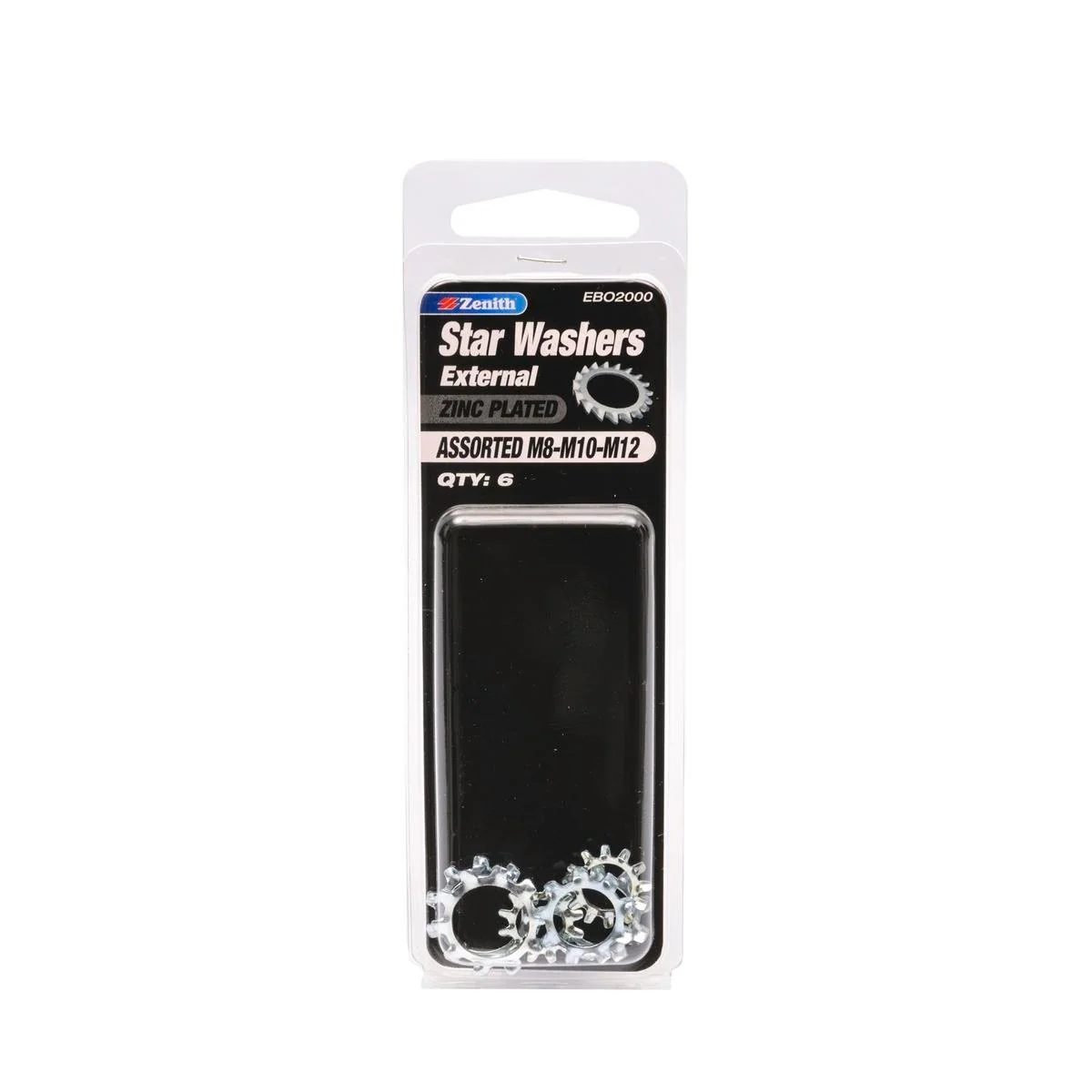 Zenith Assorted External Star Washer 6 Pack - M8 M10 M12 - Zinc Plated