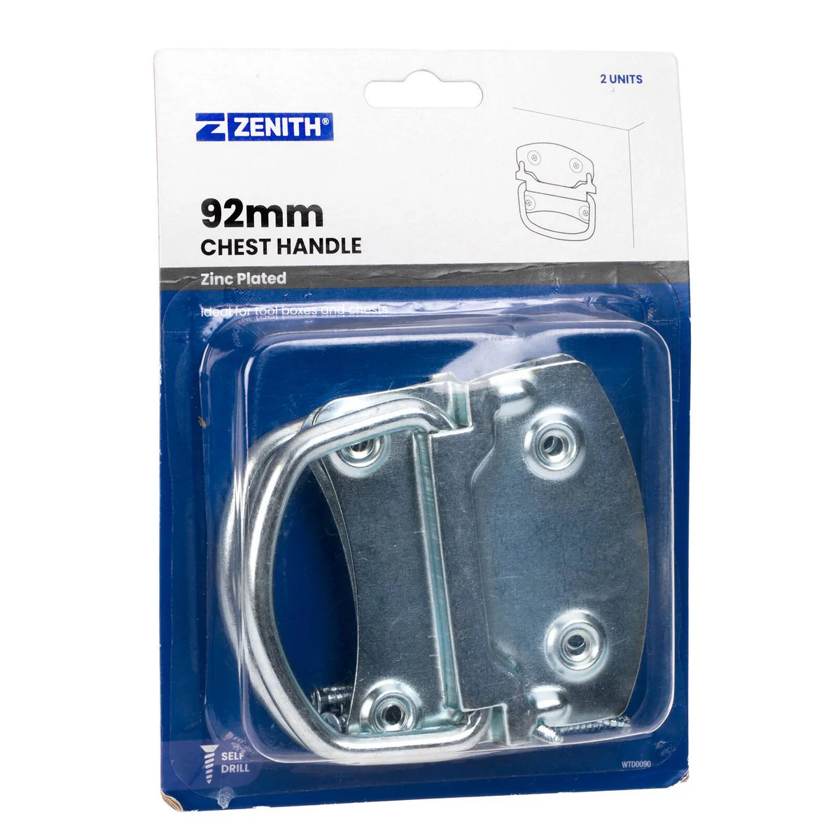 Zenith Chest Handle - 92mm - Zinc Plated - Utility Design - Image 2