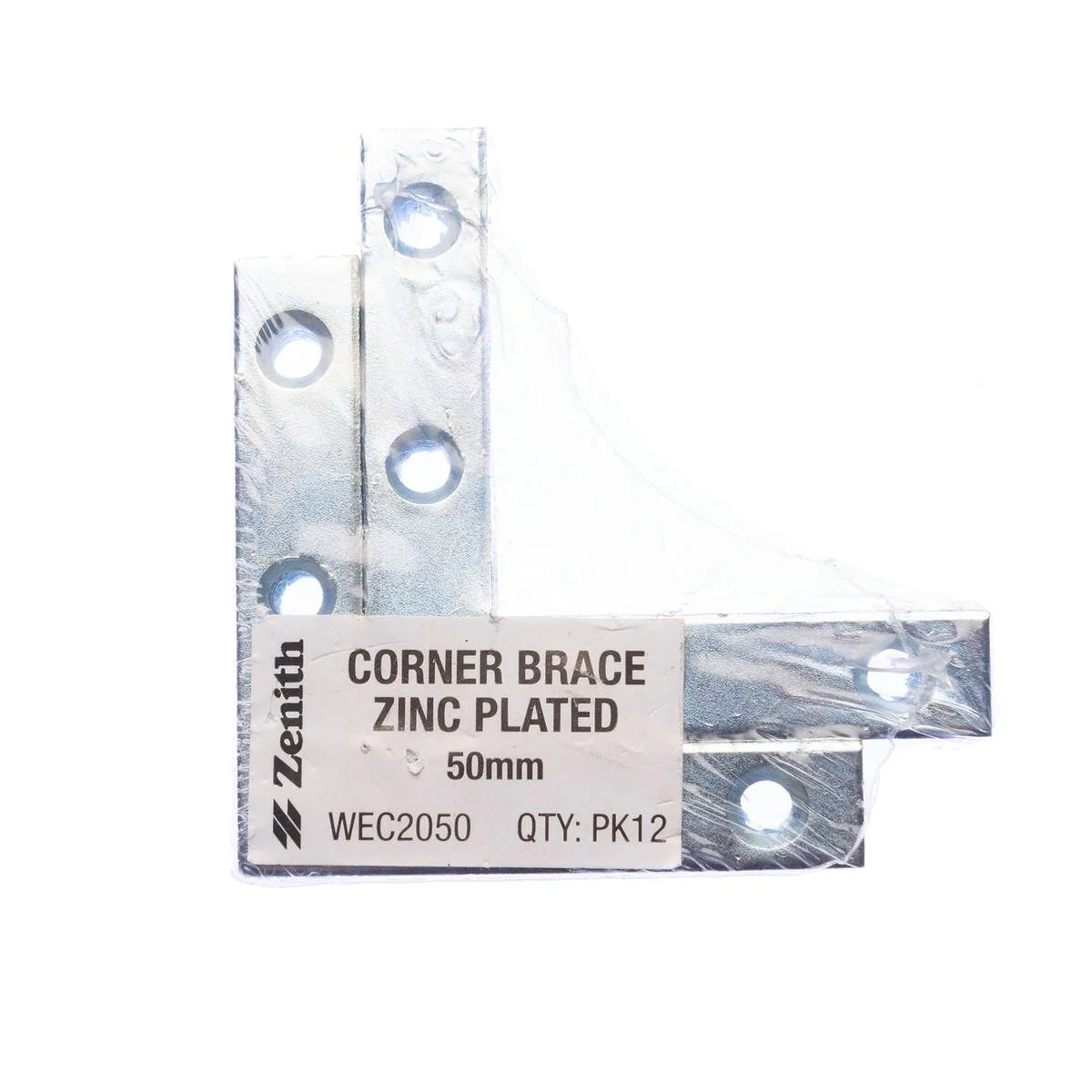 Zenith Corner Brace Bracket - 50mm - Zinc Plated - 12 Pack