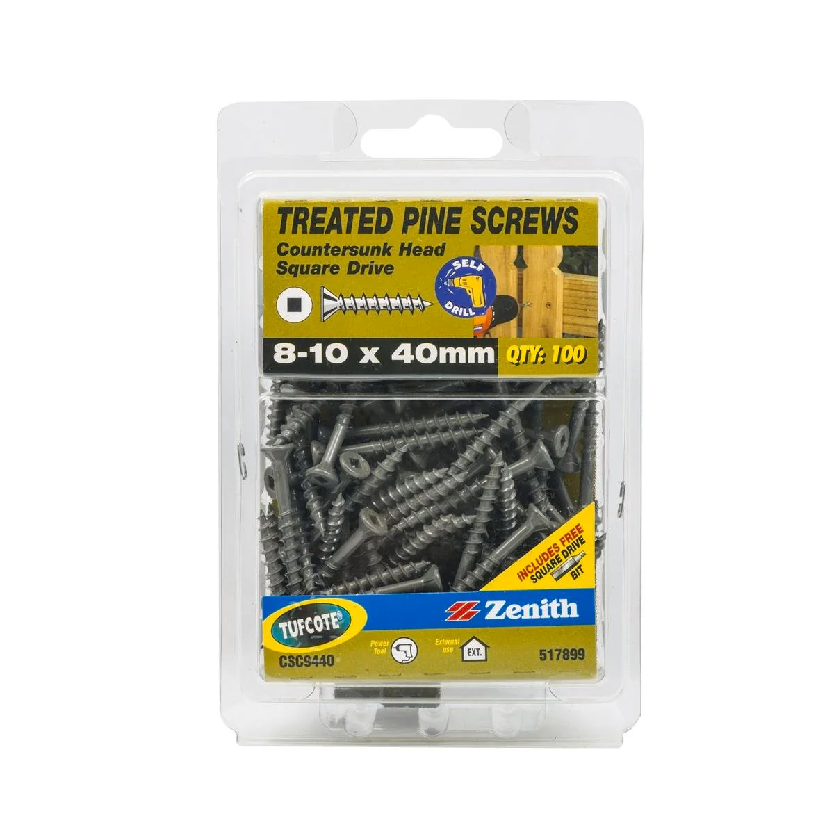 Zenith Countersunk Head Screws 10 x 40mm Tufcote 100 Pack