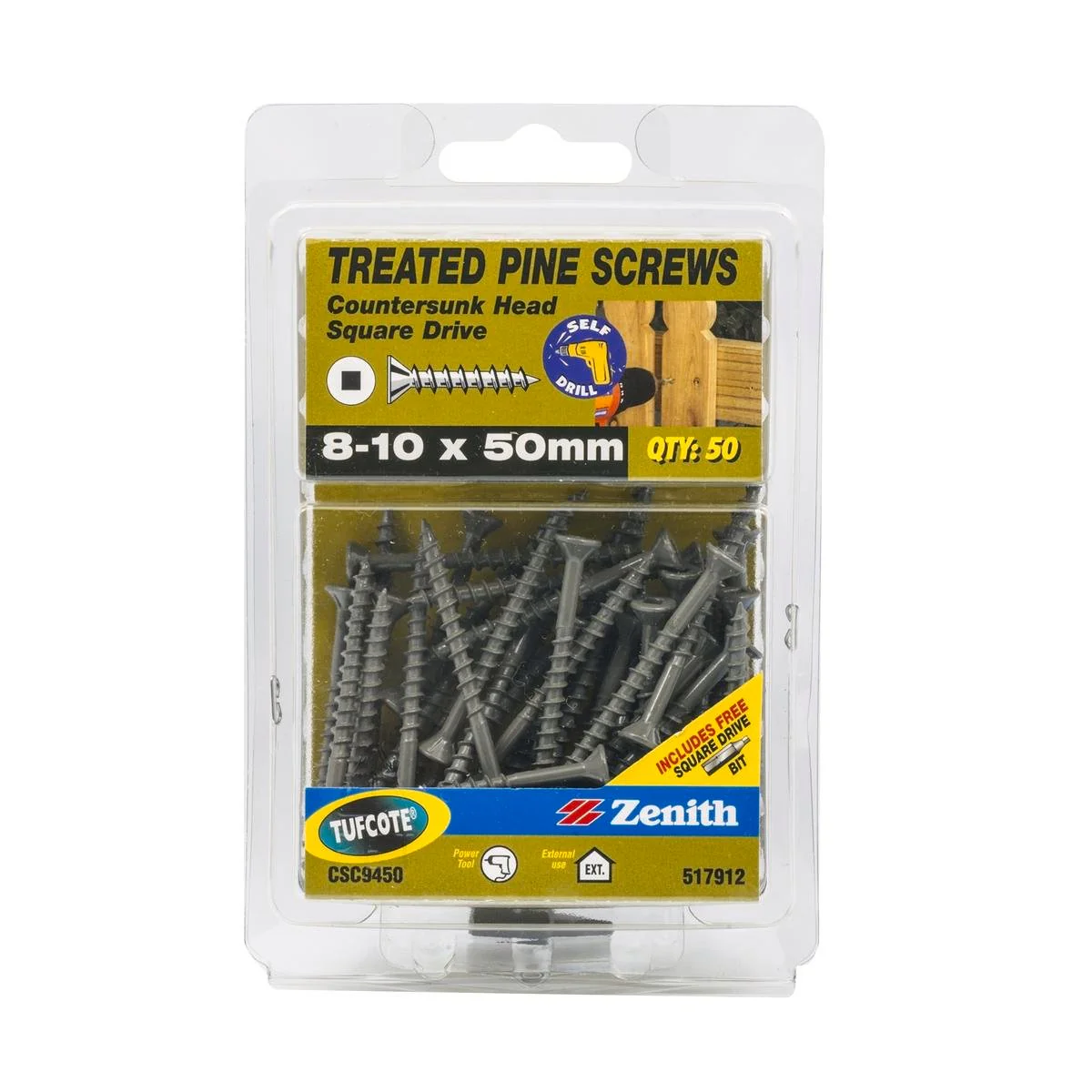 Zenith Countersunk Head Screws 8 10 x 50mm Tufcote 50 Pack