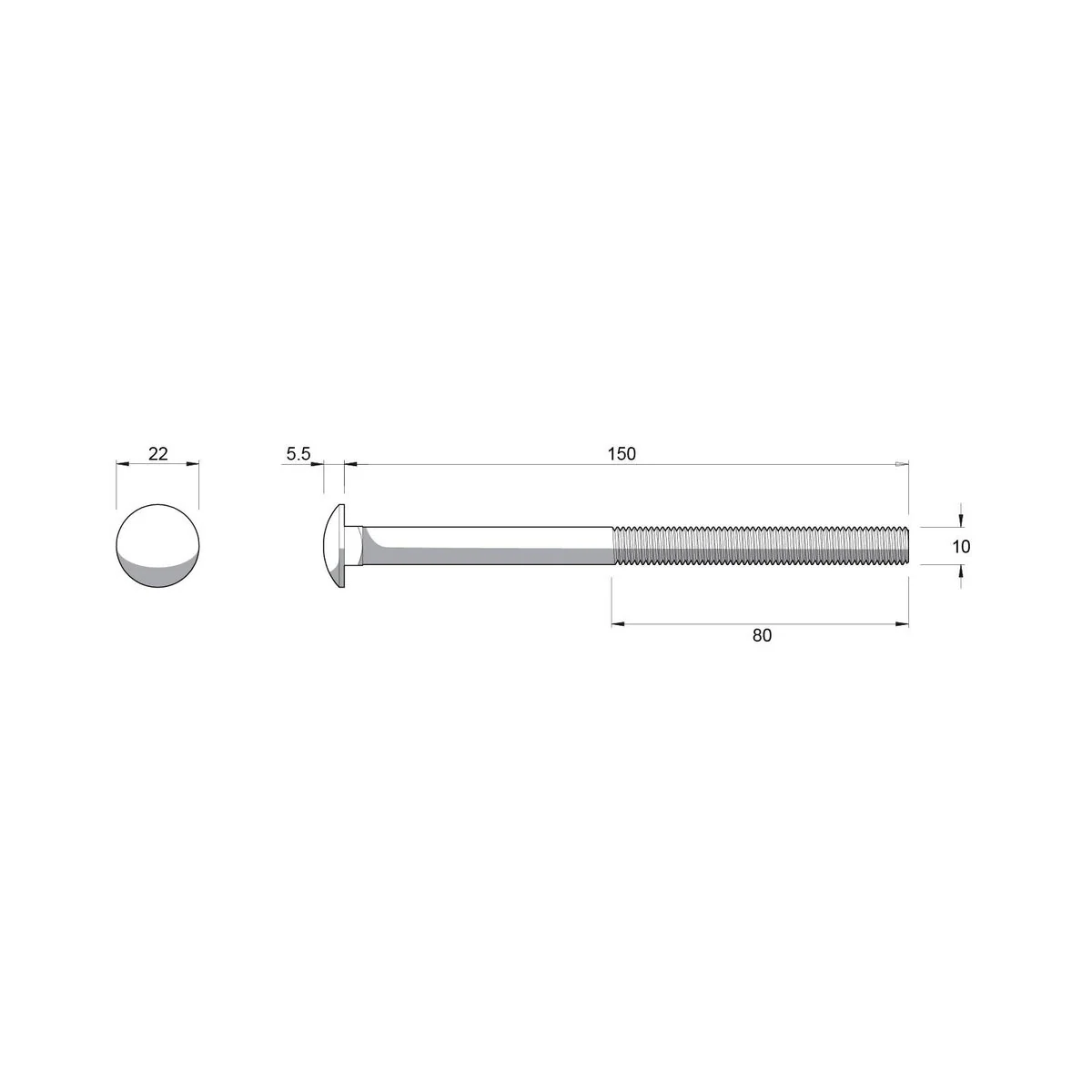 Zenith Cup Head Bolt - M10 x 150mm - Hot Dipped Galvanised - Rust Resistant - Image 2