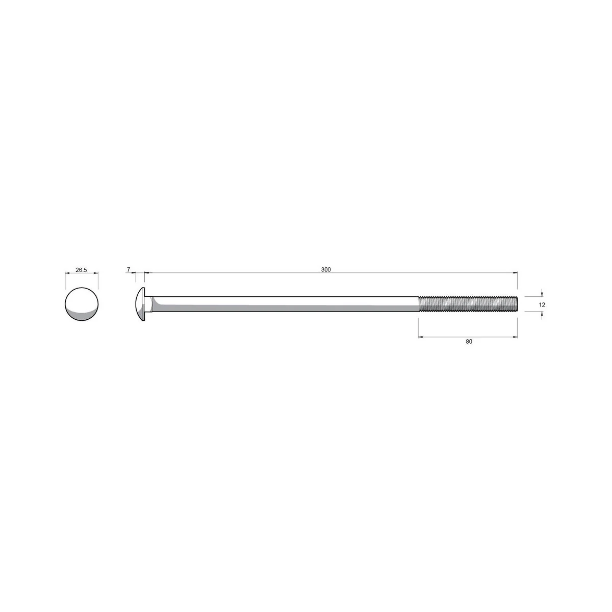 Zenith Cup Head Bolt - M12 x 300mm - Hot Dipped Galvanised - 12 Pack - Image 3