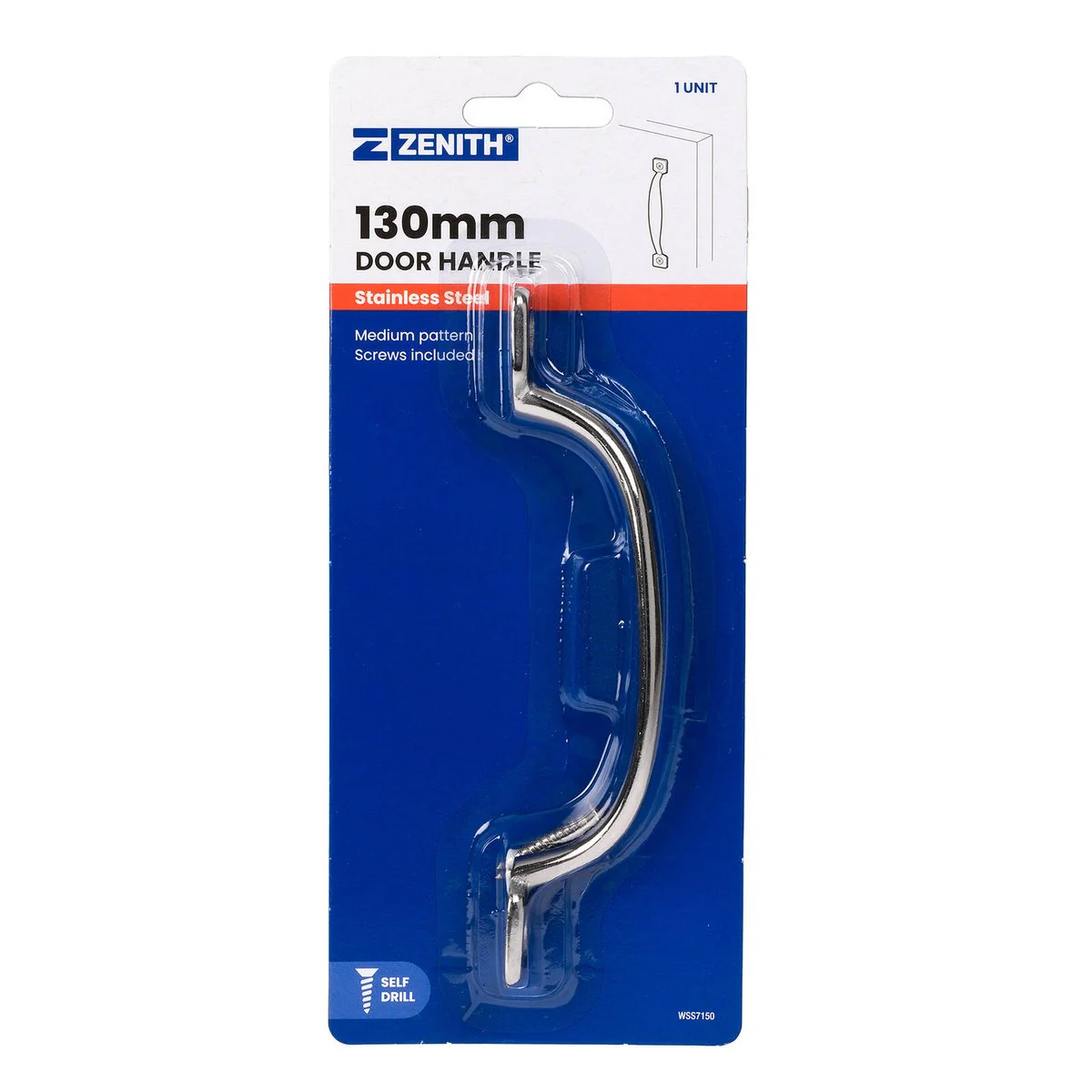 Zenith D Shape Door Handle - 130mm - Stainless Steel - Utility Design
