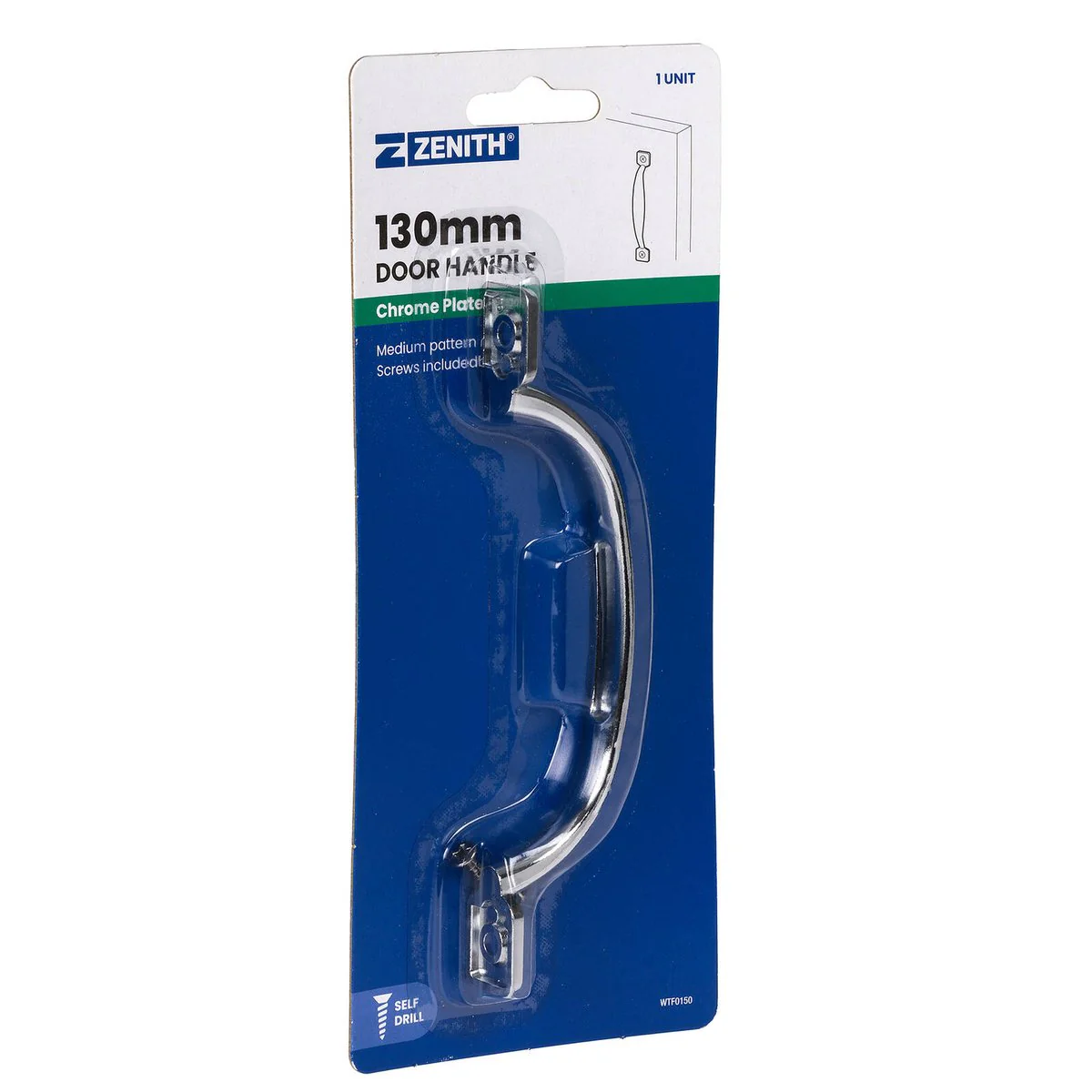 Zenith Door Handle - 130mm - Zinc Alloy - Polished Chrome - Image 2