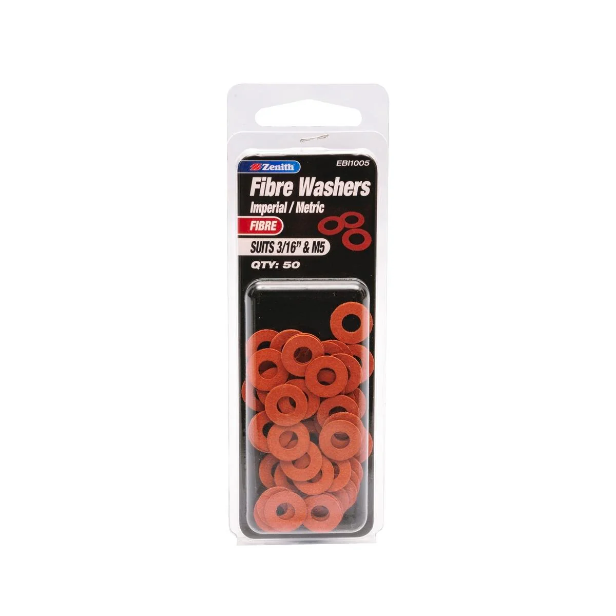 Zenith Fibre Washer 3/16 & M5 50 Pack Non-Conductive Durable Sealing
