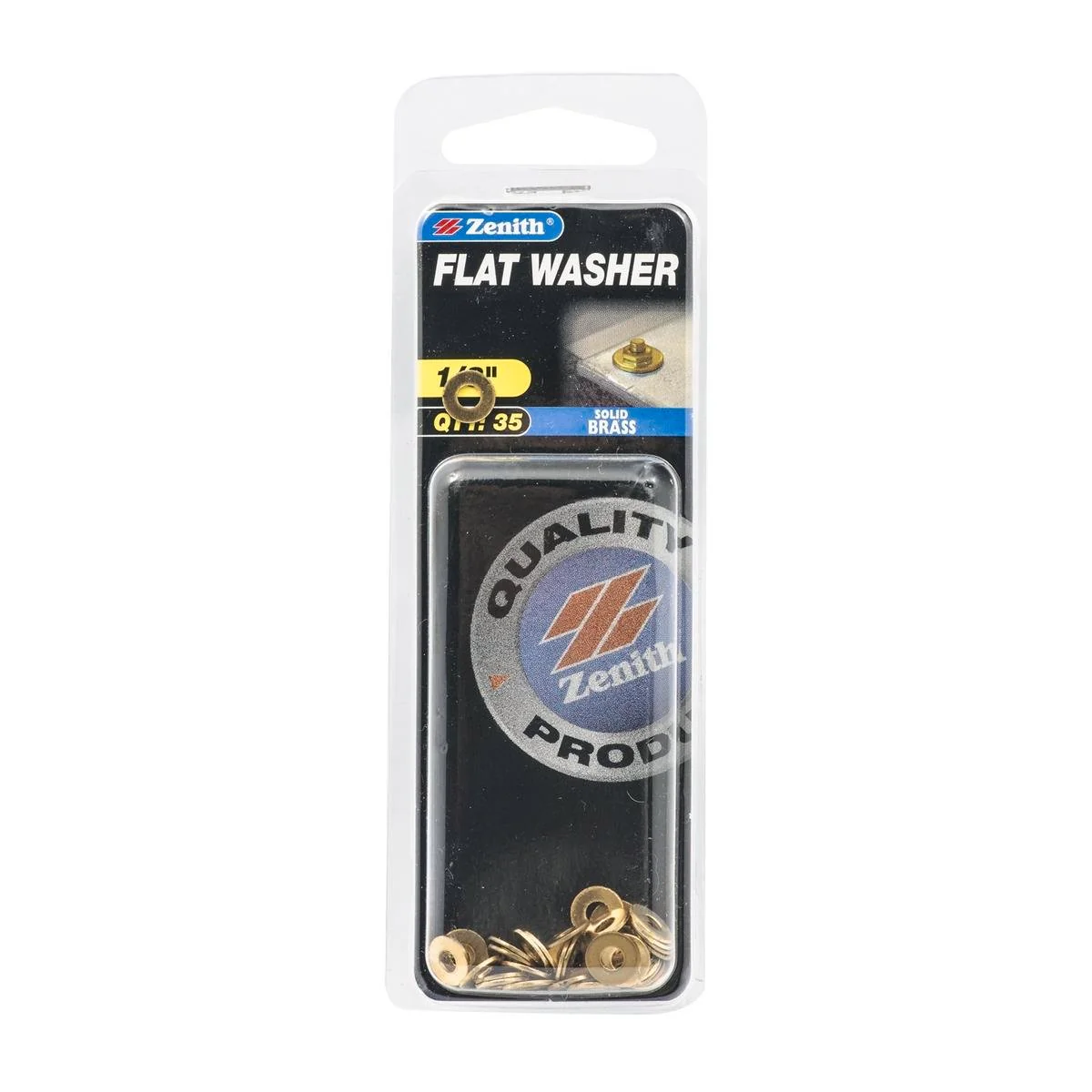 Zenith Flat Washer - 1/8 - 35 Pack - Solid Brass - Round Shape