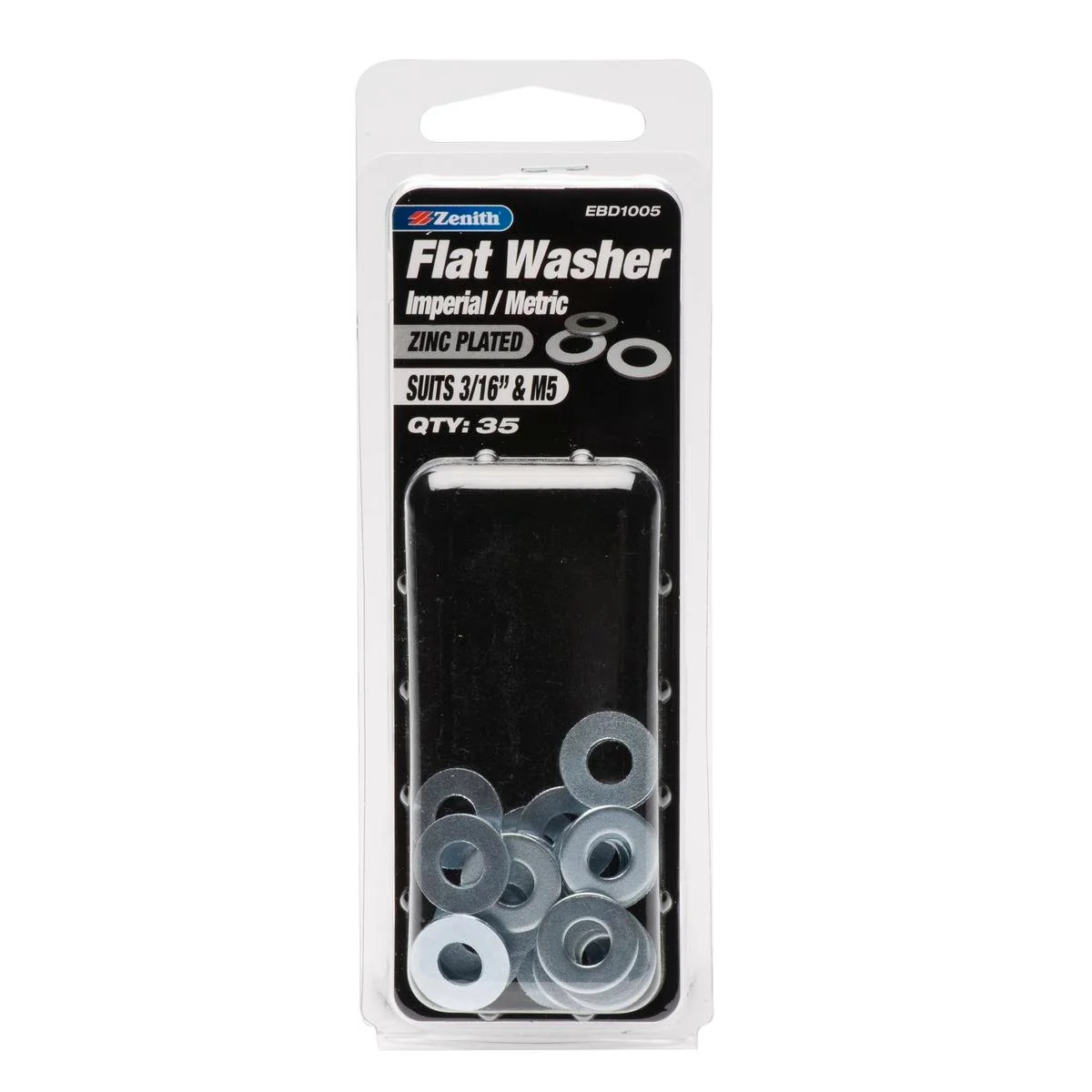 Zenith Flat Washer - 3/16 x 9/16 - 35 Pack - Zinc Plated - Internal Use
