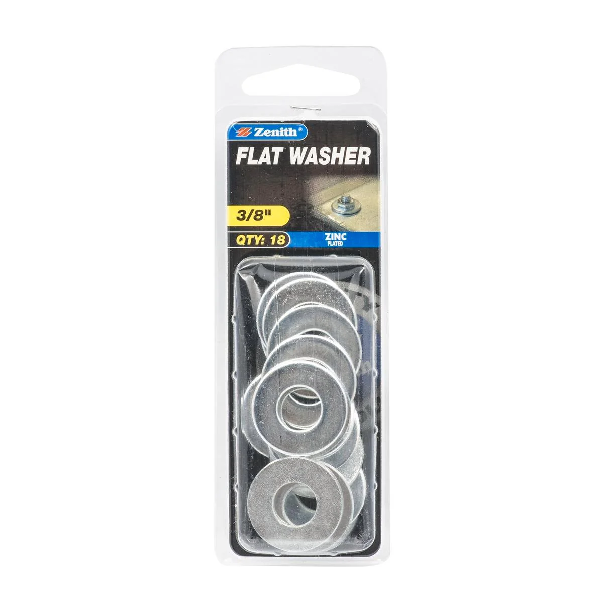 Zenith Flat Washer - 3/8 x 1 - 18 Pack - Zinc Plated - Load Distribution