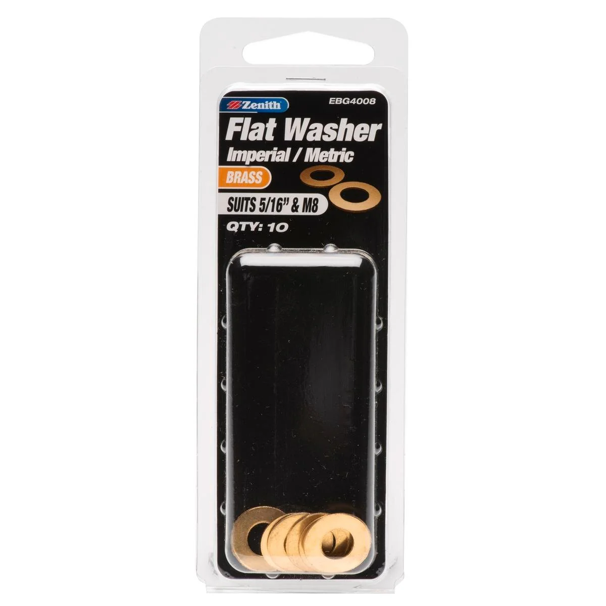 Zenith Flat Washer - 5/16 - 10 Pack - Solid Brass - Round Shape