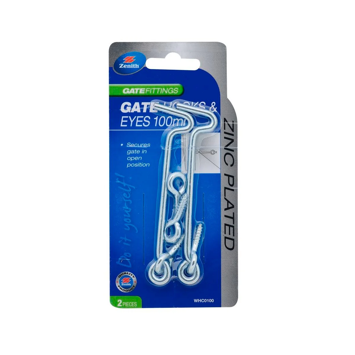 Zenith Gate Hooks and Eyes 100mm Zinc Plated 2 Pack Added Security