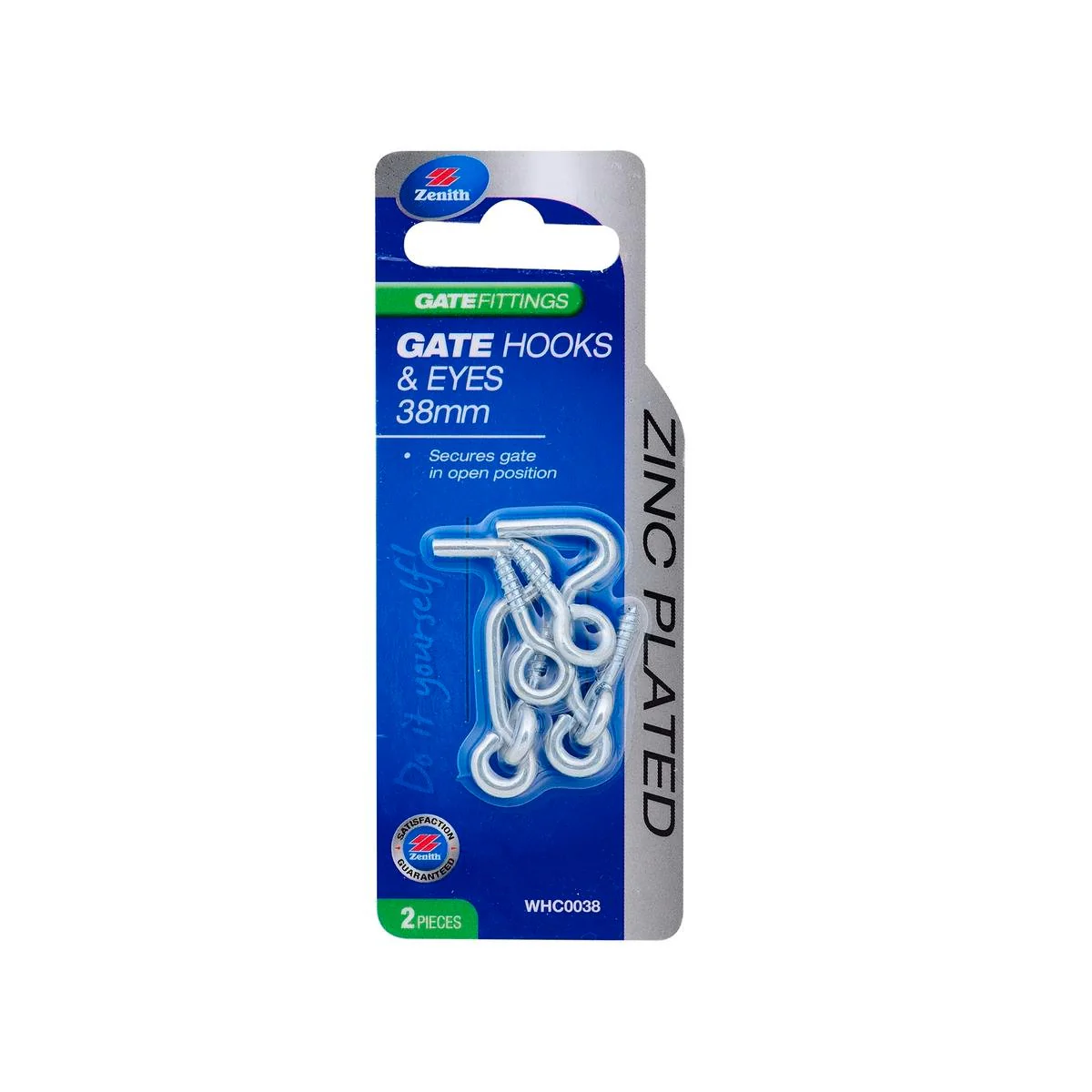 Zenith Gate Hooks and Eyes - 38mm - 2 Pack - Zinc Plated - Easy to Install