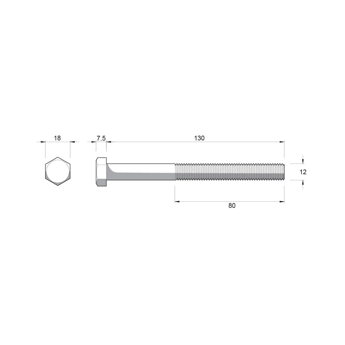 Zenith Hex Head Bolt - M12 x 130mm - 12 Pack - Hot Dipped Galvanised - Image 4
