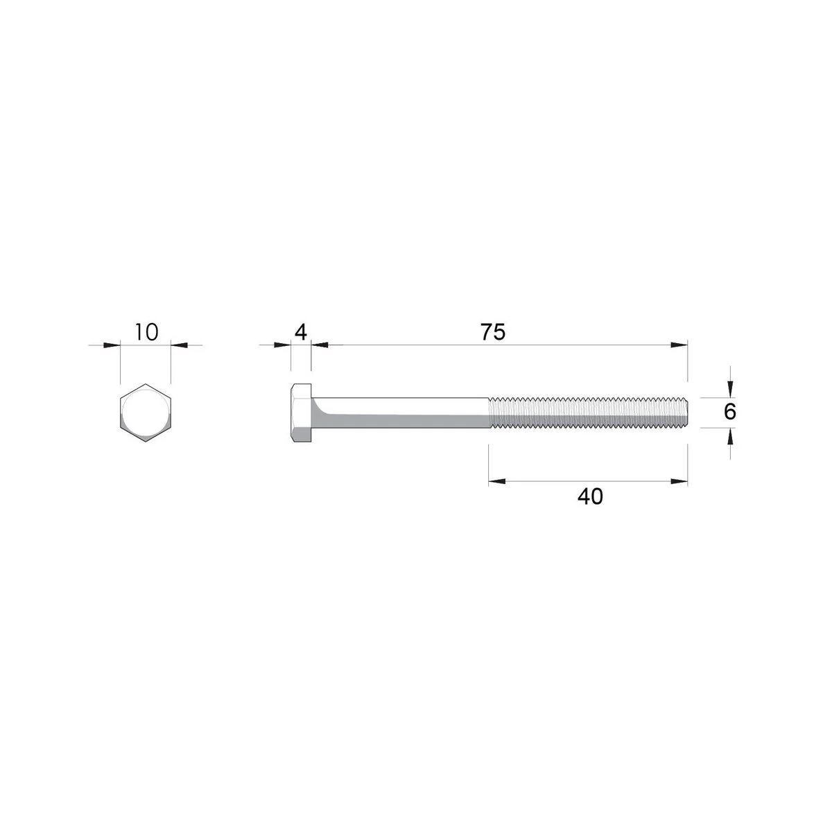 Zenith Hex Head Bolt - M6 x 75mm - 10 Pack - Hot Dipped Galvanised - Rust Resistant - Image 2