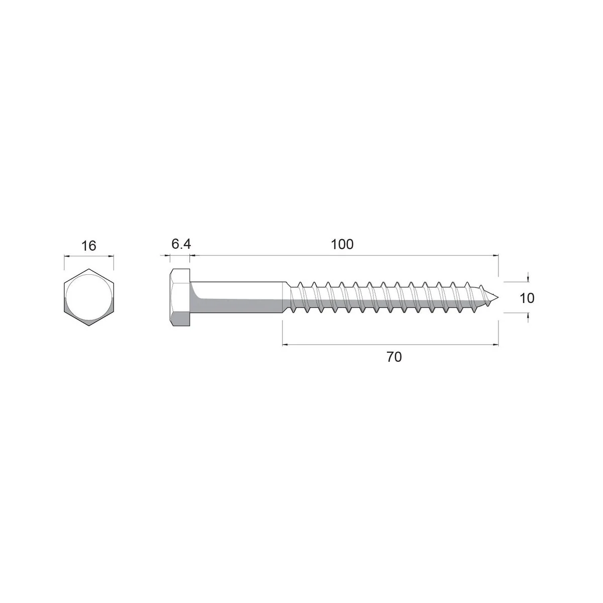 Zenith M10 x 100mm Hot Dipped Galvanised Black Hex Head Coach Screws - 1 Each - Heavy-Duty Fastening - Image 2