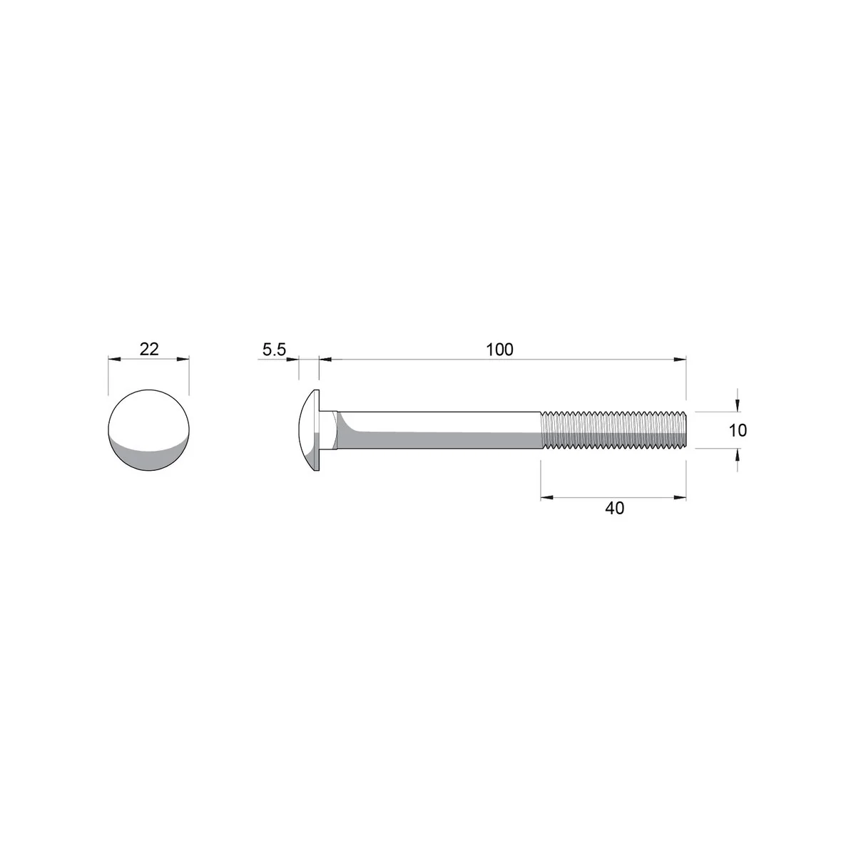 Zenith M10 x 100mm Zinc Plated Cup Head Bolt and Nut Each - Secure Fastening - Image 2