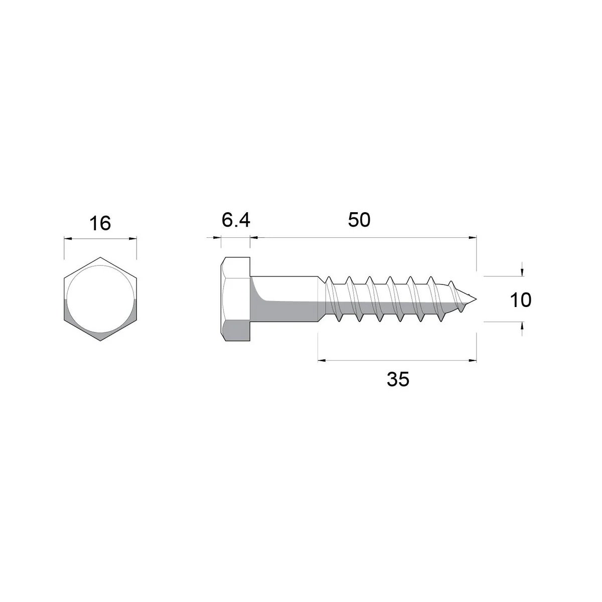 Zenith M10 x 50mm Hot Dipped Galvanised Black Hex Head Coach Screws - Each - Heavy-Duty - Rust Resistant - Image 2