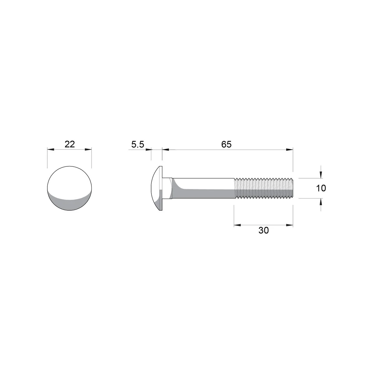 Zenith M10 x 65mm Zinc Plated Cup Head Bolt and Nut Each - Secure Fastening - Image 4