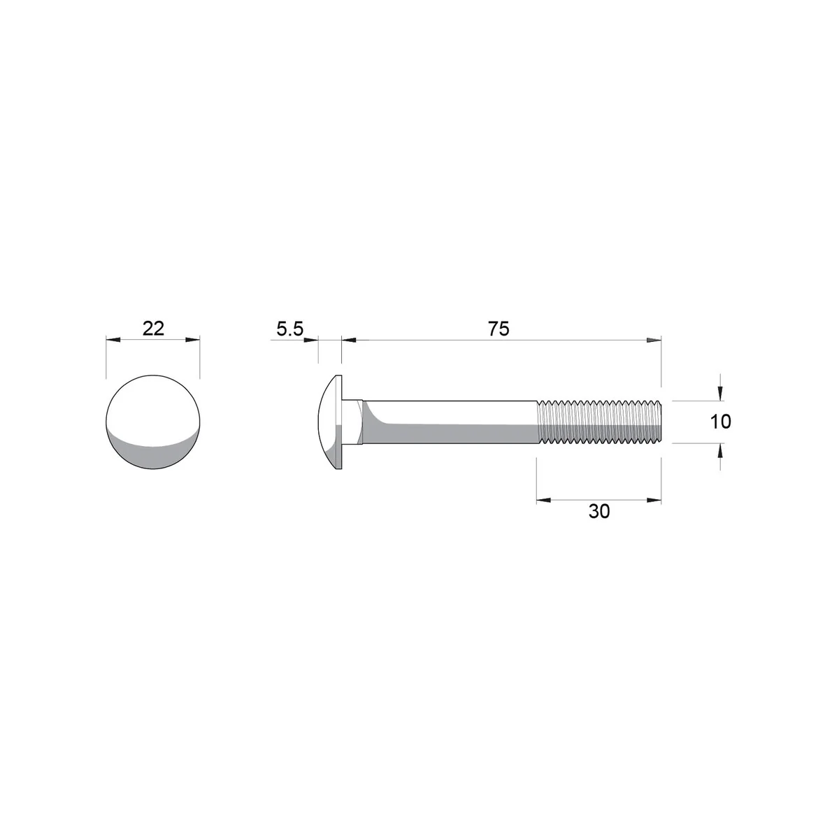 Zenith M10 x 75mm Zinc Plated Cup Head Bolts Nuts - 25 Pack - Coarse Thread - Image 3