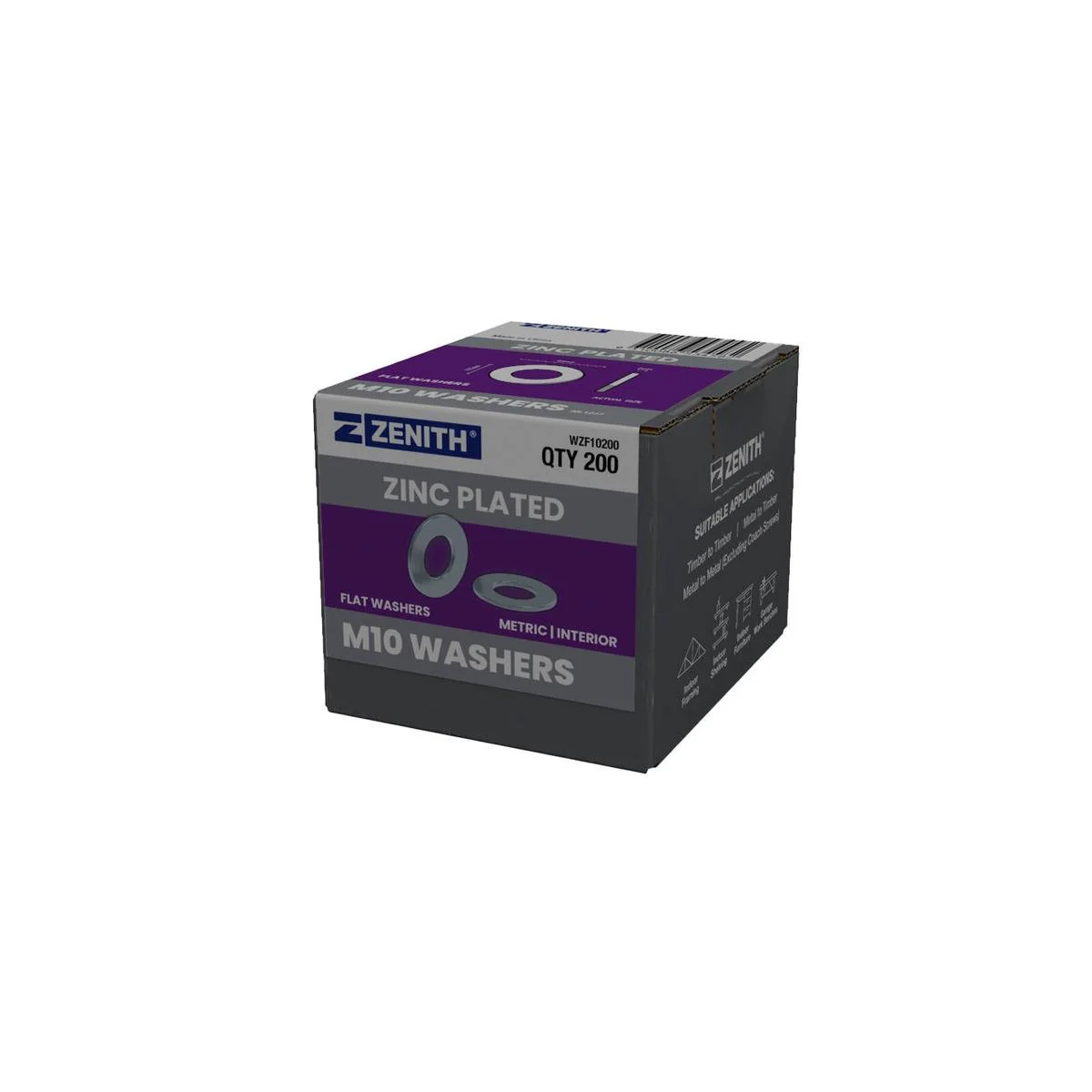 Zenith M10 Zinc Plated Flat Round Washers 200 Pack - 23.8mm - Load Distribution