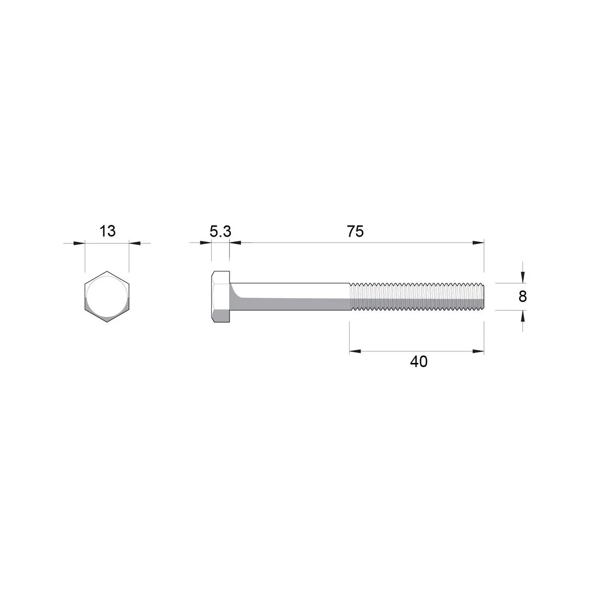 Zenith M8 x 75mm Zinc Plated Hex Head Bolts and Nuts - 2 Pack - Strong Grip - Image 2