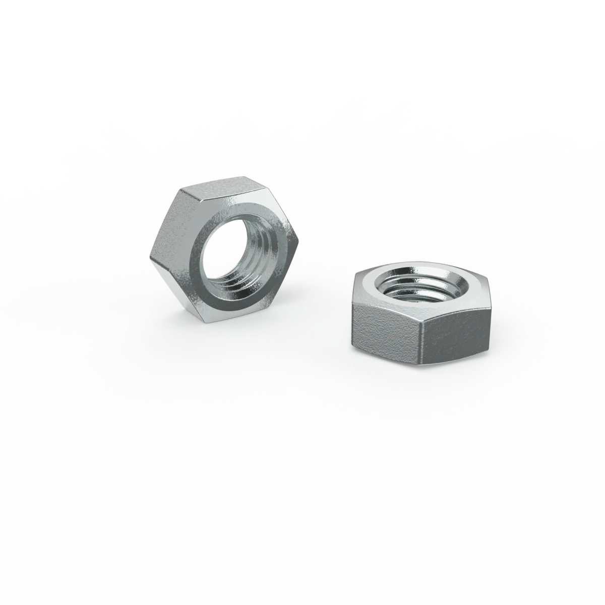 Zenith M8 Zinc Plated Hex Nuts - 14.7mm x 6.6mm - Silver - Coarse Thread - Each