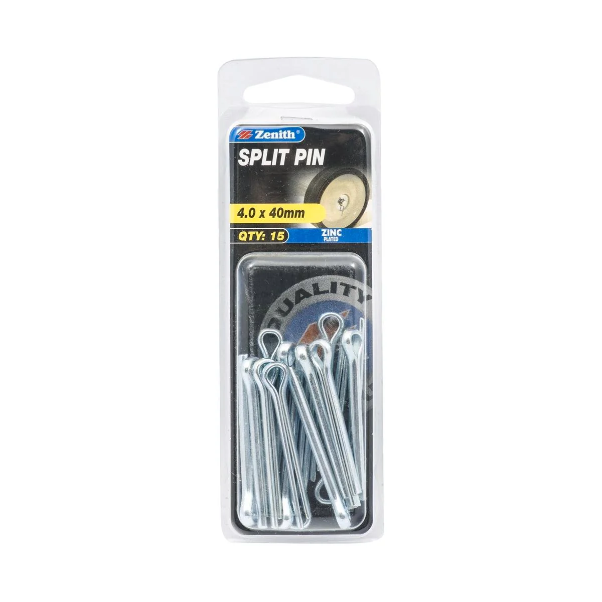 Zenith Split Pin - 4mm x 40mm - 15 Pack - Zinc Plated Internal Use