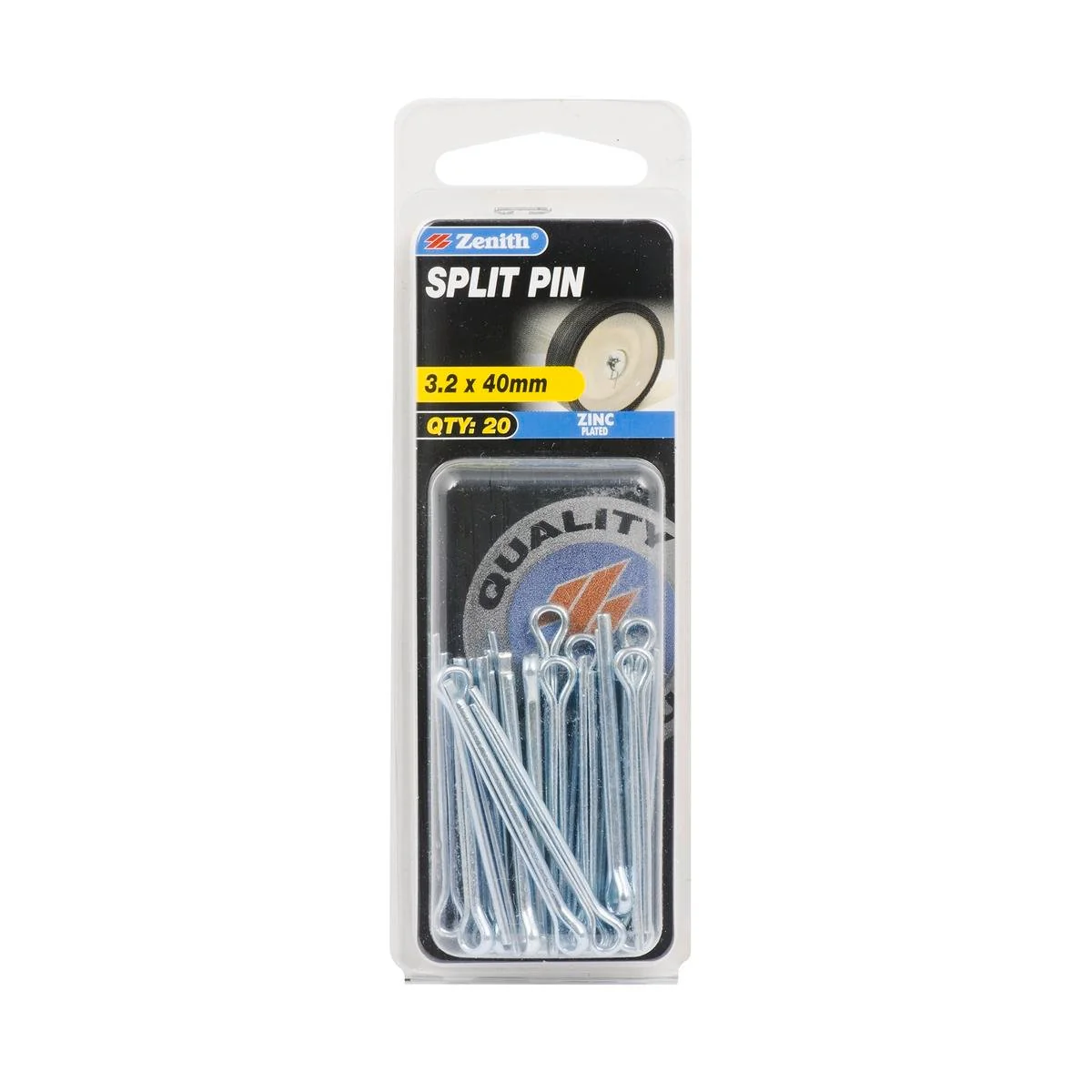 Zenith Split Pins - 40mm - 20 Pack - Zinc Plated - Internal Use