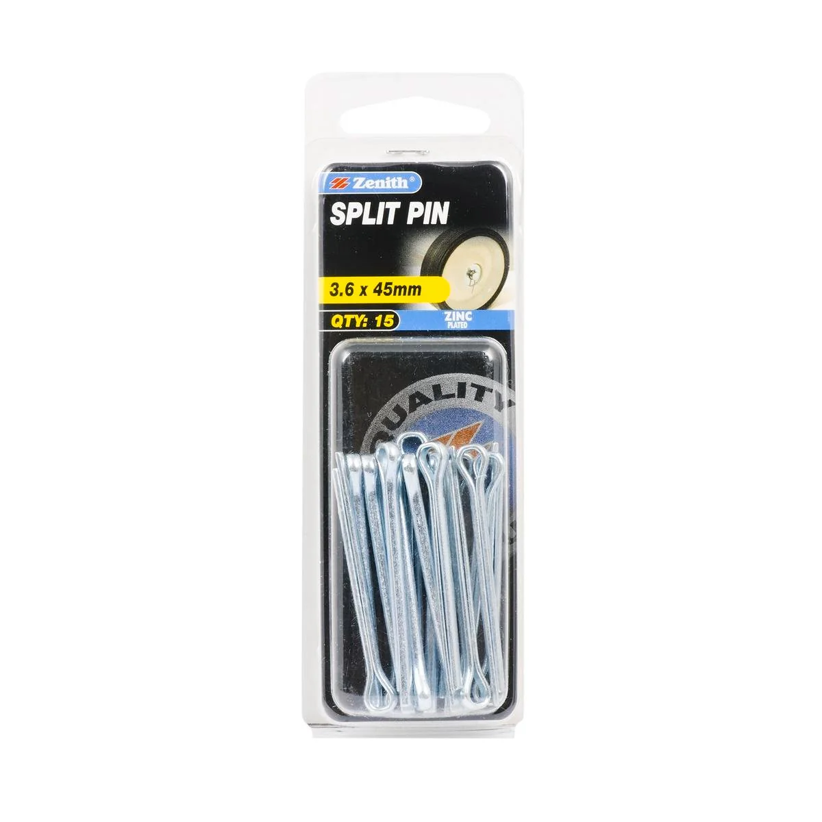 Zenith Split Pins - 6 x 45mm - 15 Pack - Zinc Plated - Internal Use