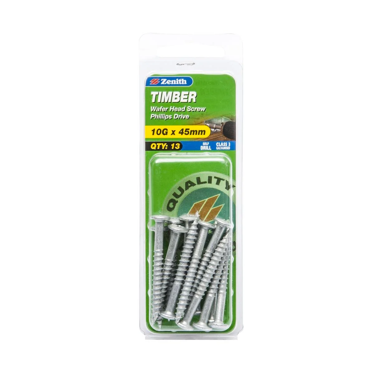 Zenith Timber Screws 10g x 45mm Galvanised Steel Low Profile Finish