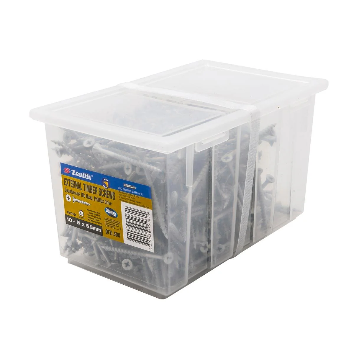 Zenith Timber Screws 8 x 65mm Galvanised Ribbed Countersunk 500 Pack