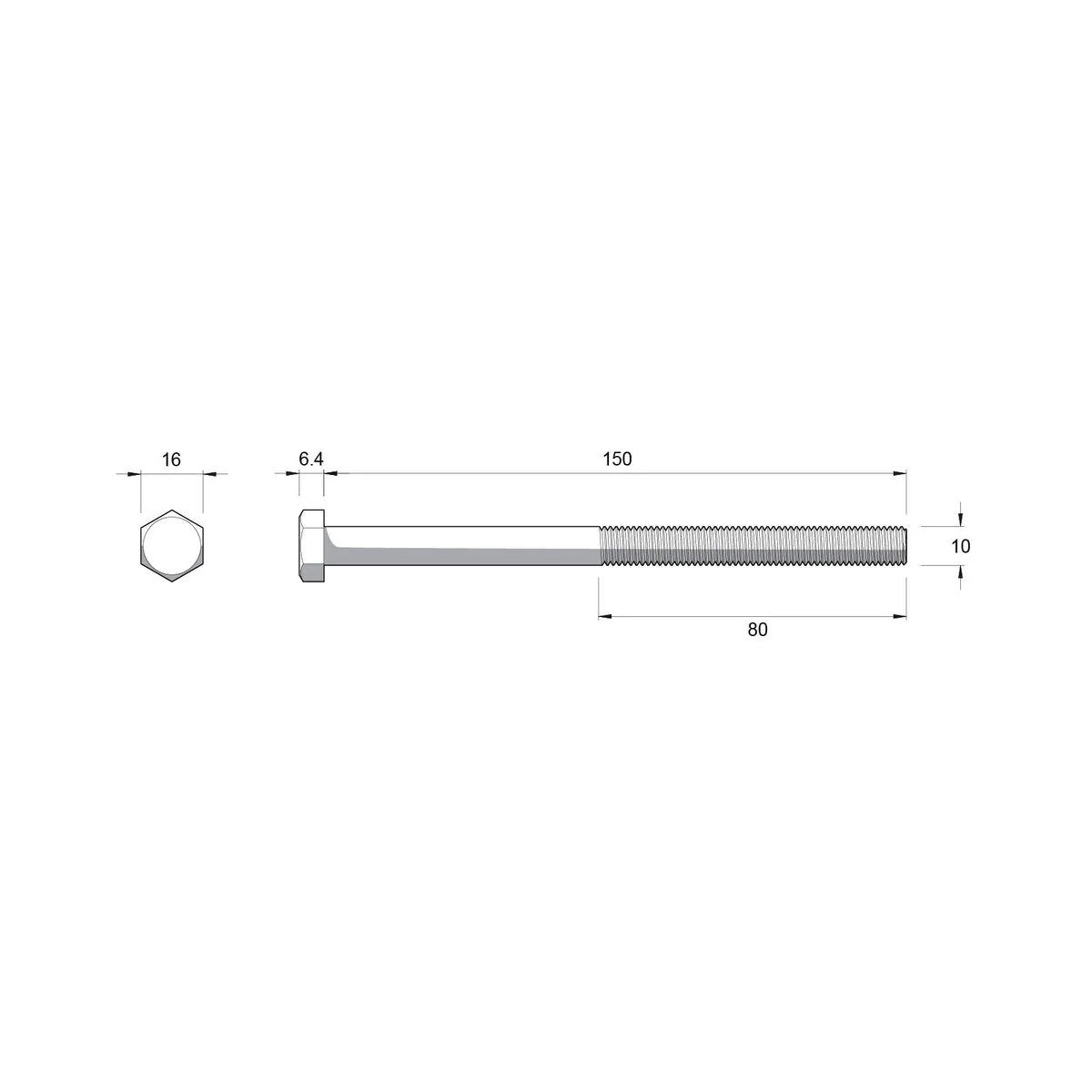 Zenith Zinc Plated Hex Head Bolts and Nuts - M10 x 150mm - 4.6 Grade Steel - Image 2