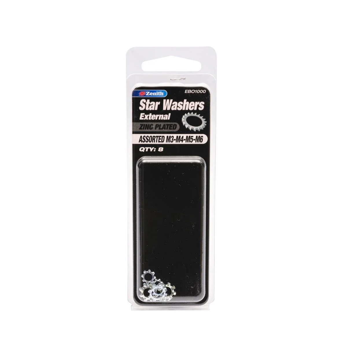 Zenith Zinc Plated Star Washers 8 Pack M3-M6 Steel Reliable Locking