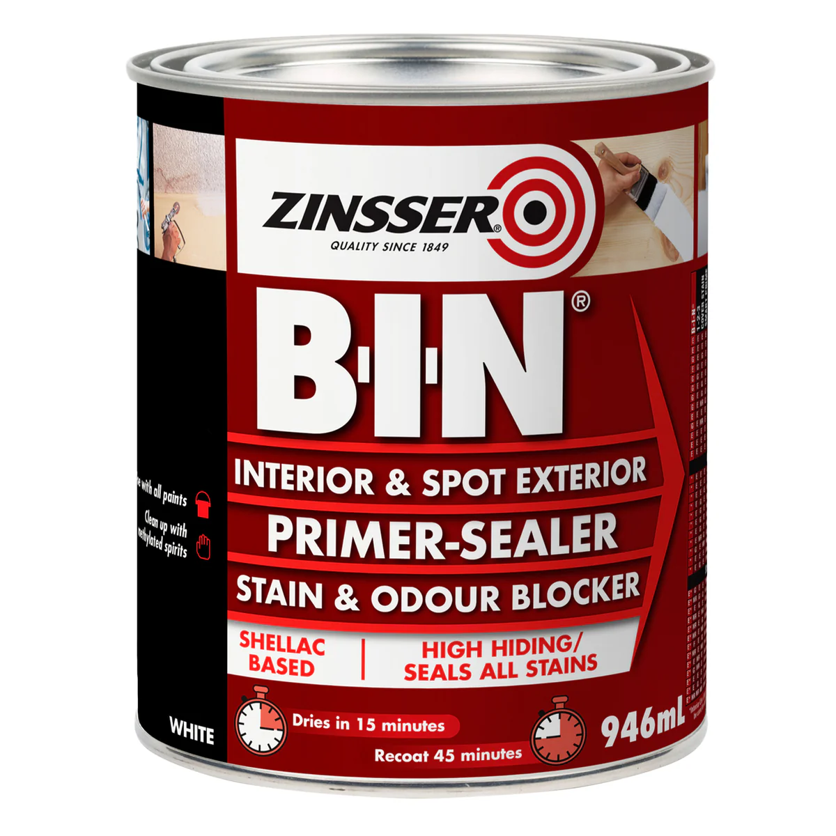 Zinsser B-I-N Primer Sealer 946ml Shellac Based Stain Blocker